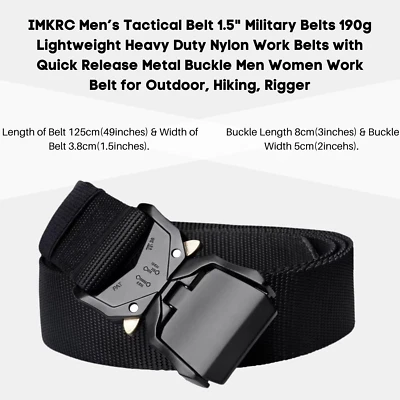 IMKRC Tactical Belt Military Hiking Rigger 1.5" Nylon Web Work Belt QuickRelease