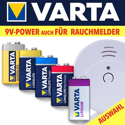 VARTA 9V-Rauchmelderbatterien Longlife  MaxTech HighEnergy Superlife 9V-Block