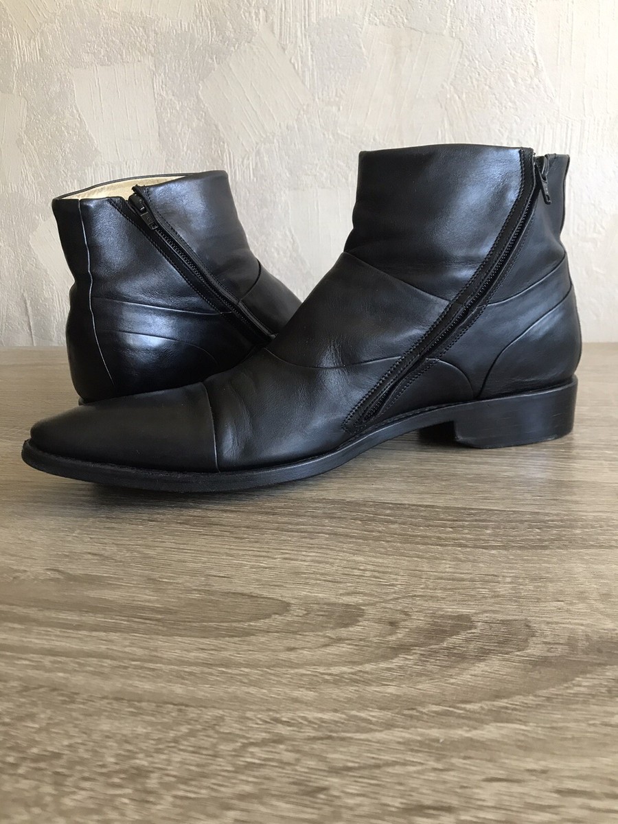 Jean Baptiste Rautureau Rare Black Leather Zip Boots