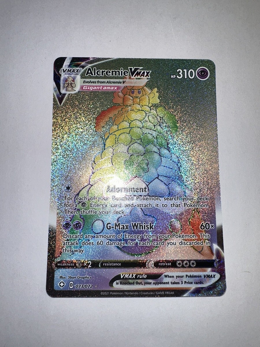 Alcremie VMAX 73/72 Shining Fates Secret Rainbow Rare Pokemon Card Near  Mint 73A | eBay