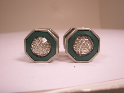 Green Octagons Snap Style Vintage Victor/Edwardian LION BRANDCuff Links kumapart