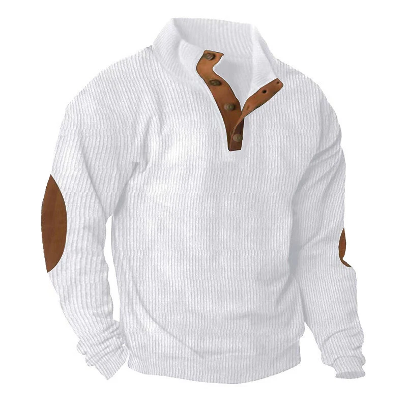 Men's Winter Half-Zip Sweater with corduroy – Stylish&Warm Long sleeves Tops - Image 3 of 4