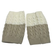 Cable Knit Boot Toppers Sweater Leg Warmer Taupe Cream One Size