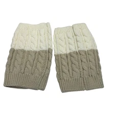 Cable Knit Boot Toppers Sweater Leg Warmer Taupe Cream One Size
