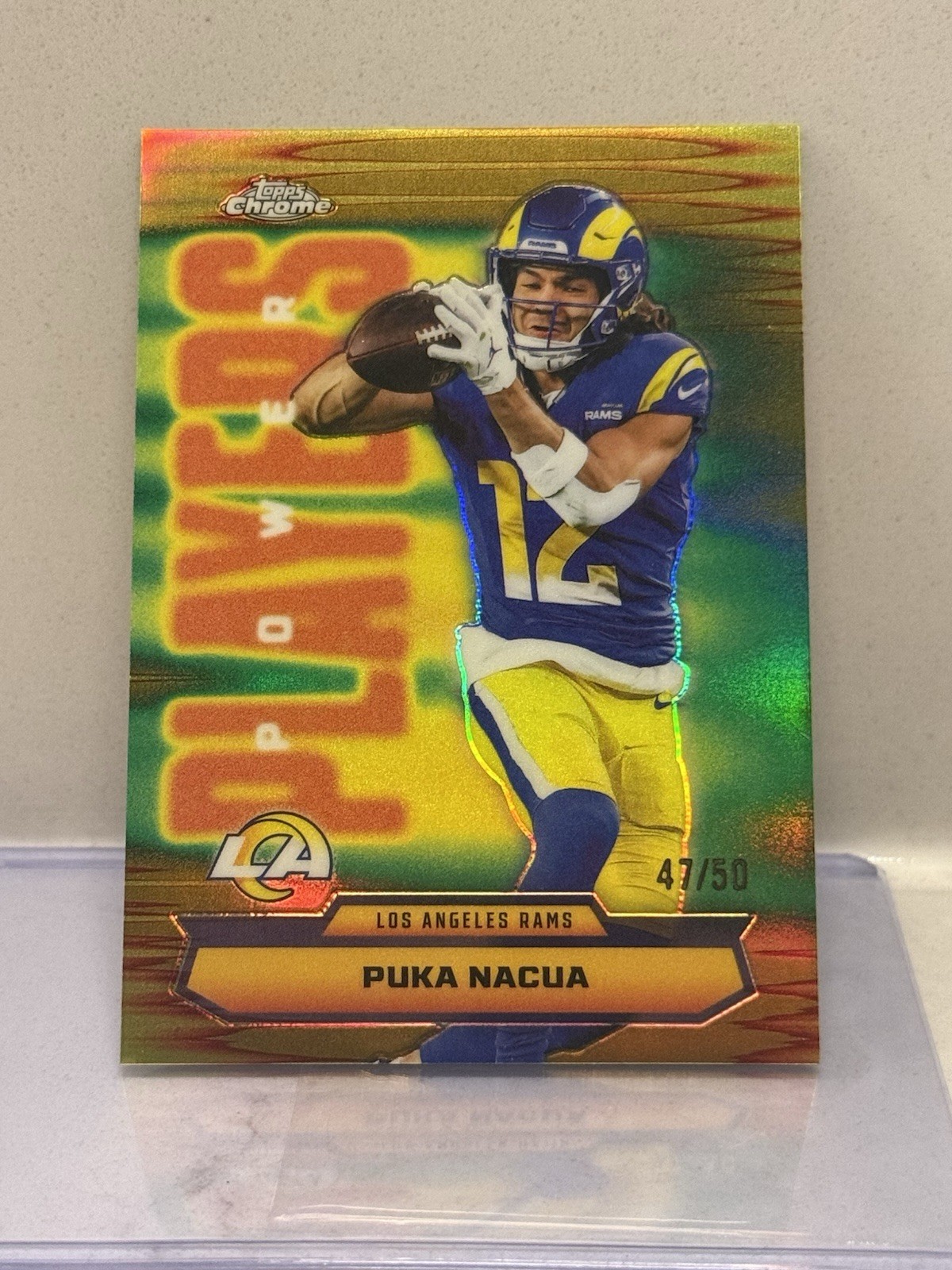 Puka Nacua Gold Refractor /50 SP Power Players Topps Chrome Football Rams #PP-24