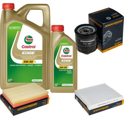 Inspektionspaket Castrol EDGE Titanium 5W-30 LL 6L für VW Polo 1.4 16V Skoda