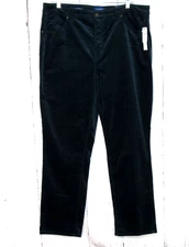 Talbots Flawless High Waist Corduroy Pants Dark Green Straight Leg Size 18