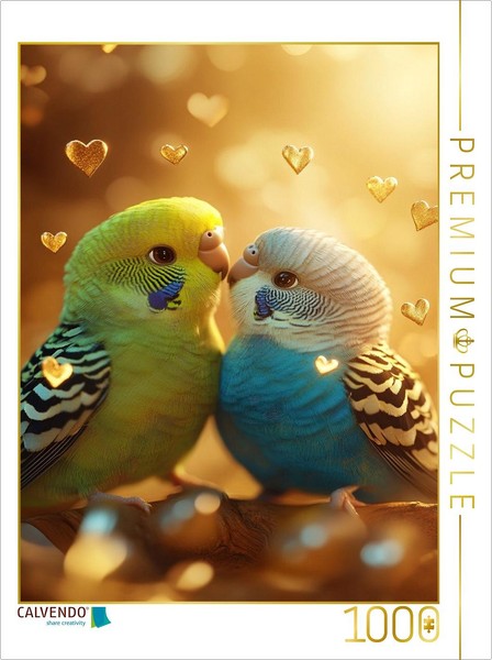 Calvendo Puzzle Two Budgies In Love | 1000 Pieces, Finished Size 25.2 × 18.9 In-image