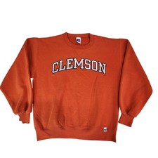 Vintage Clemson Tigers Sweatshirt Medium Orange NCAA Football Russell 90s USA