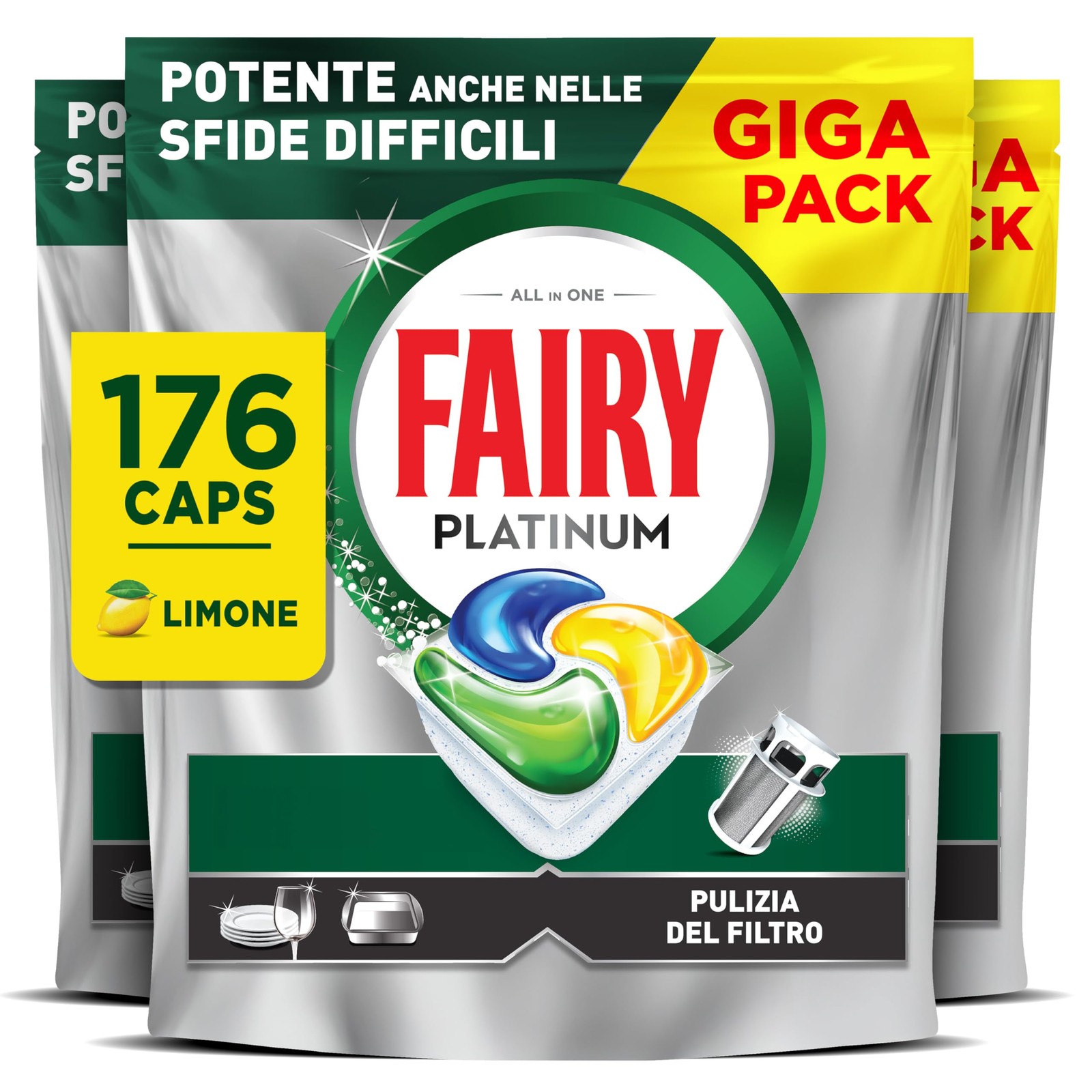 Fairy Platinum Plus 176 Pastiglie: Pulizia Professionale per Lavastoviglie