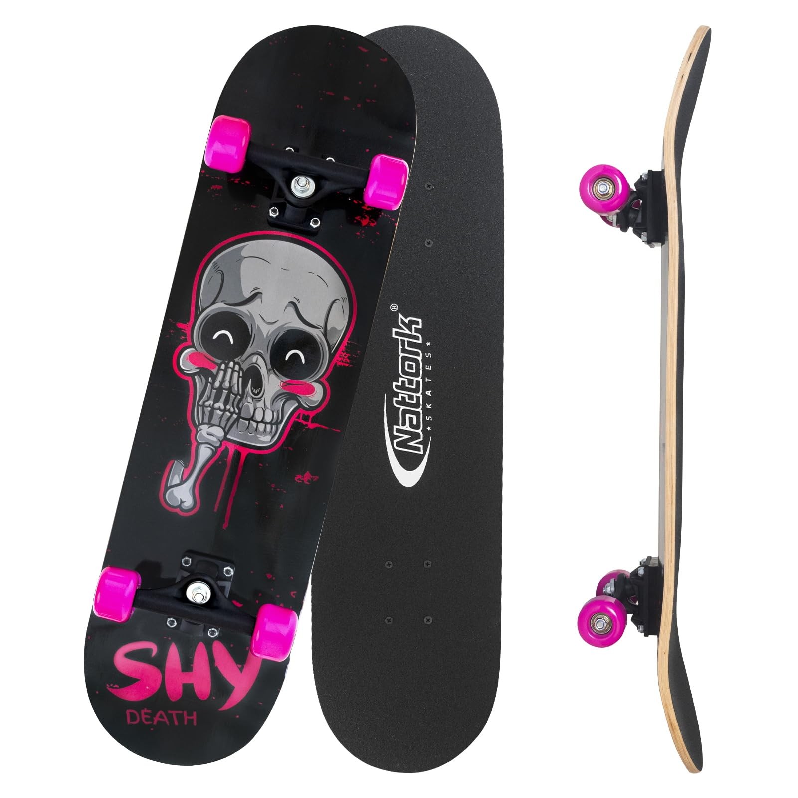 31 Inch Pink Skeleton Complete Skateboard Wood 9 Layer Canadian M...