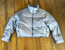 ZARA Damen Cropped Pufferjacke grau Gr. XL