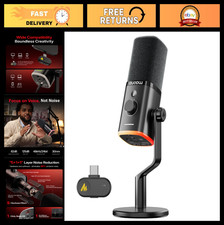 Wireless Dynamic Gaming Microphone for PC - USB-C, Noise Reduction, RGB, Mute, M