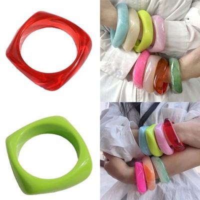 Cuff Bangle Colorful Geometric Thick Resin Bracelet Jewelry Gift For Women Girls