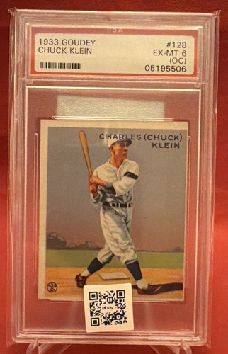 1933 Goudey #128 Chuck Klein Rookie Card PSA 6 EX-MT (OC) HOF Triple Crown 