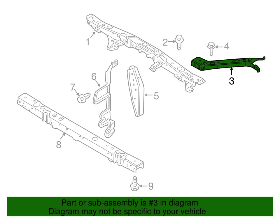 Barra de amarração núcleo radiador superior esquerdo fabricante de equipamento original 2011-2017 Nissan Juke 625211KA0A - Imagem 2 de 2