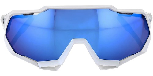 100% Speedtrap Matte White Shield Wrap Sunglasses w/ Mirror Lens - 60012 00003 - Picture 2 of 4