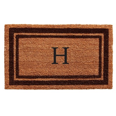 152981830H Brown Border 18'' x 30'' Monogram Doormat (Letter H)