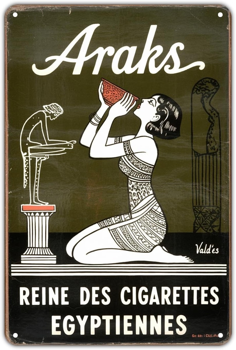 cigarettes egyptiennes Retro Araks Egyptian Vintage Poster Deco Tin Metal Signs Home Décor Nerma Egyptiennes Cigarettes - Vintage