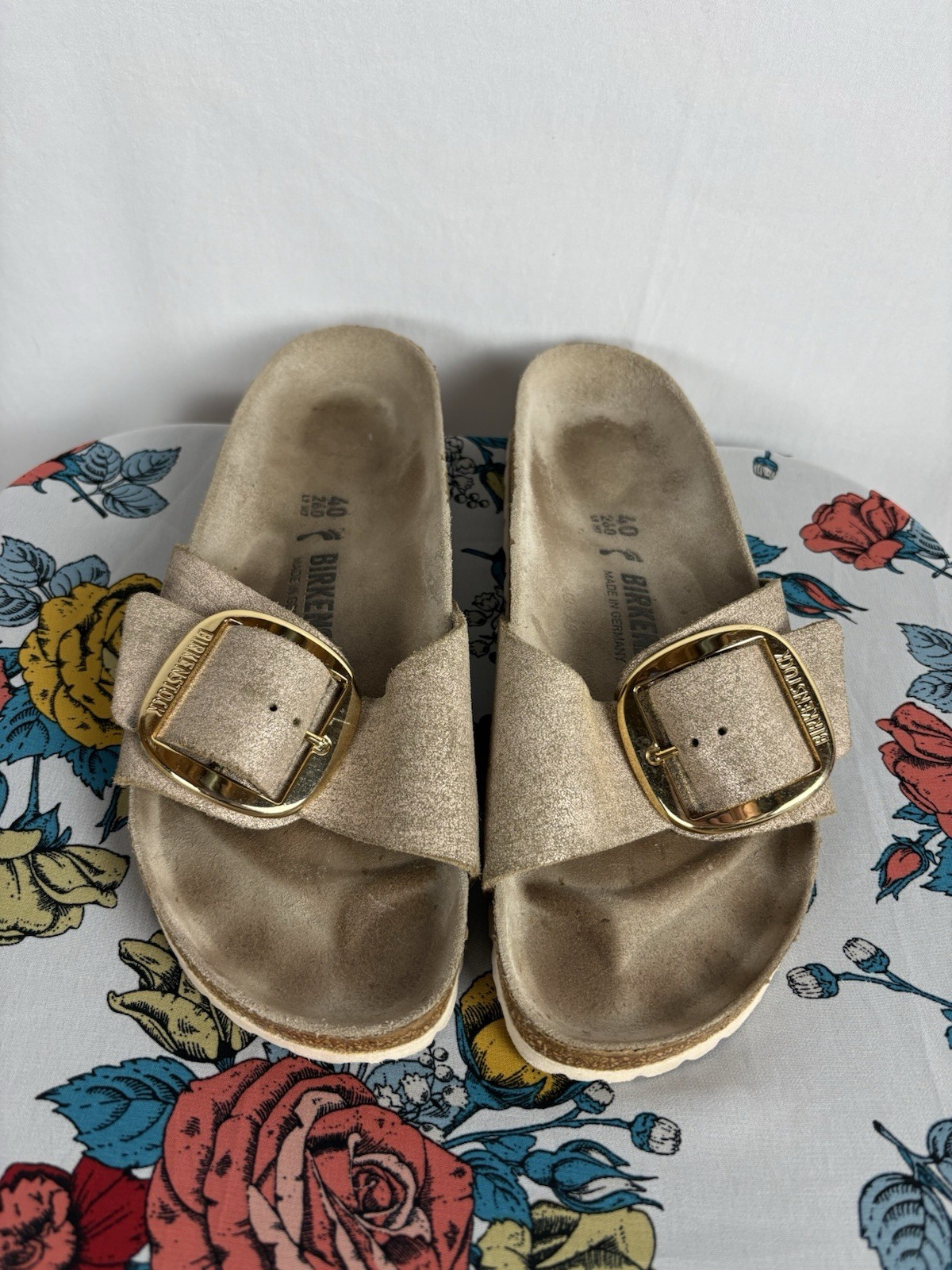 Birkenstock Madrid Women's Leather Big Buckle Gold 40N US 9 Regular Width