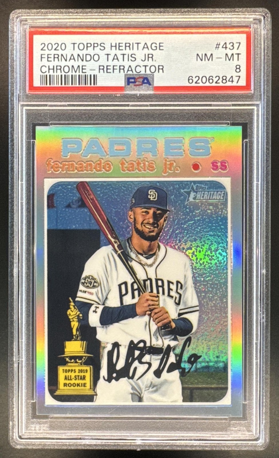 2020 Topps Heritage #THC-437 Fernando Tatis Jr. Chrome Refractor #/571 PSA 8 view 1