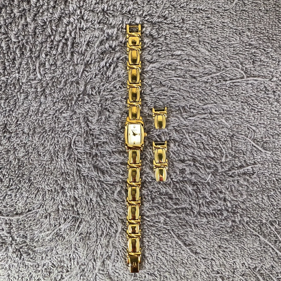 Bulova Women 97T76 Fashion Gold Tone Rectangular Quartz Analog 14mm Watch 6" - Image 2 of 4