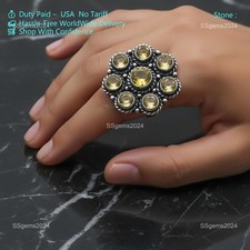 925 Sterling Silver Citrine Gemstone Beautiful Handmade Woman Gift Ring