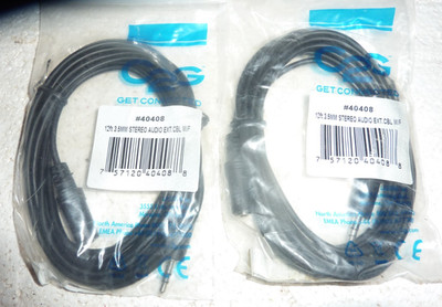 Two 12ft 3.5mm Audio Aux Cable Jack Male Female Stereo Extension  Cord S-43