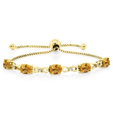18K Yellow Gold Plated Silver Citrine and White Lab Grown Diamond Tennis