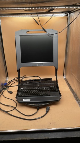 Dell PDJCN 17FP LCD Monitor Rackmount KVM Console Server Unit w/ Cables