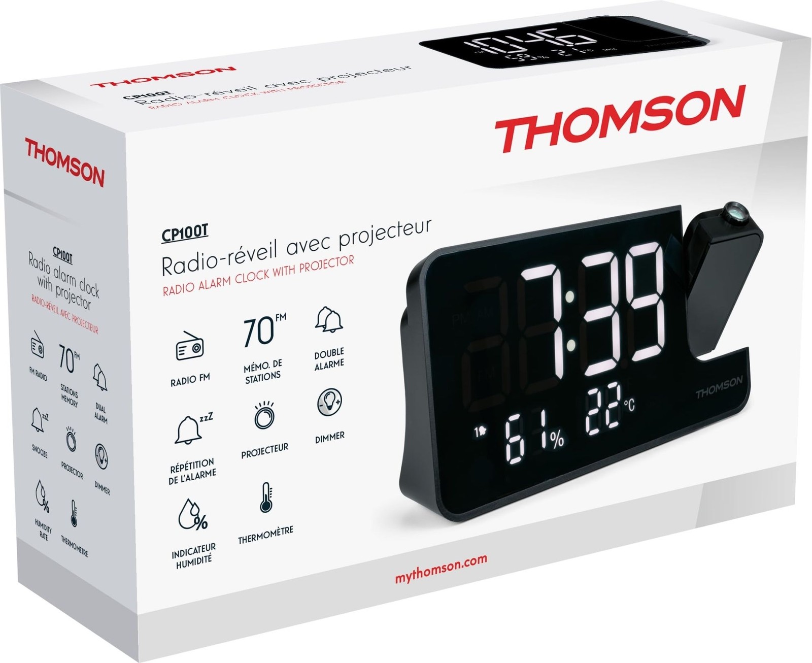 Audio & Hi-Fi Thomson: Radiosveglia Proiezione Ora - Display Temperatura E Umidi