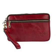 Patricia Nash Viani Wristlet Ruby Red Distress Vintage Leather (MSRP $79)