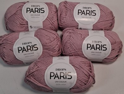 Lot of 5 Yarn Drops Paris Uni Colour 100% Cotton #58 Old Pink 82 yds ea Made EU
