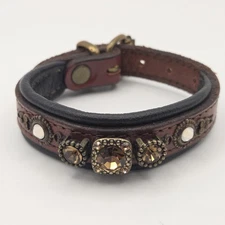 Equus Couture Amber Crystal Leather Buckle Bracelet