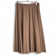 Vintage 70s Size Small Khaki Tan Knit Knife Pleat ALine Skirt Office Siren Retro