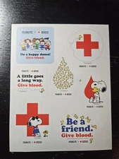 Peanuts Snoopy Woodstock Red Cross Stickers Sheet New (7 Ind. Stickers)