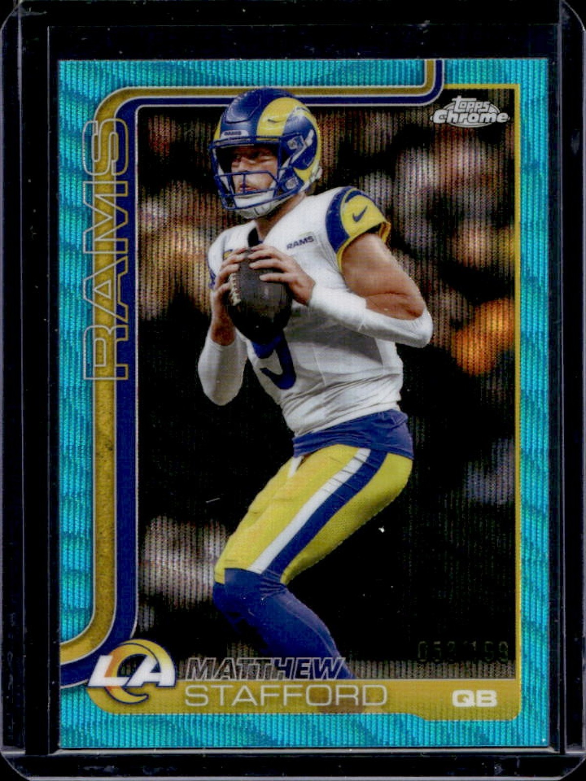 2025 Topps Chrome Matthew Stafford Aqua Wave Refractor #/199 Rams