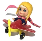Vintage Mattel Liddle Kiddles Windy Fliddle Doll Jumpsuit Helmet and Airplane