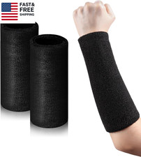 2 Pcs 9 Inch Long Wristbands Sweatbands Black Large Sweat Bands Wristbands Wris