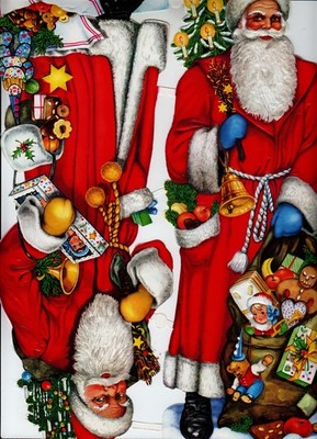 Glanzbilder : EAS   Nr. 3082,  '' 2 Weihnachtsmänner, Grossbogen  '', ohne Logo