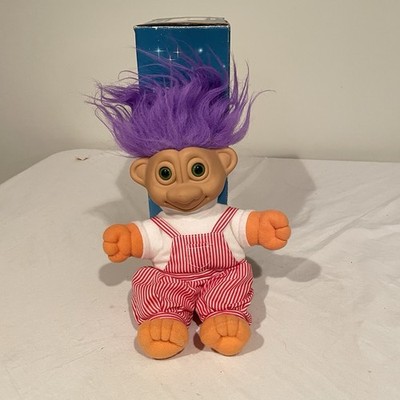 Vintage Soma Light Up Eyes 10 Inch Troll Doll Purple Hair Tested Works In Box