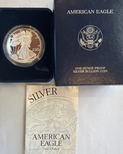 2001 W American Eagle One Ounce Proof Silver Bullion Coin Box & COA