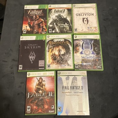 Lot of 8 XBOX 360 RPG: Fallout, Elder Scrolls, Divinity, Sacred, FF, Fable - CIB