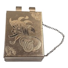 Vintage Gold Tone Engraved Floral Purse Compa...