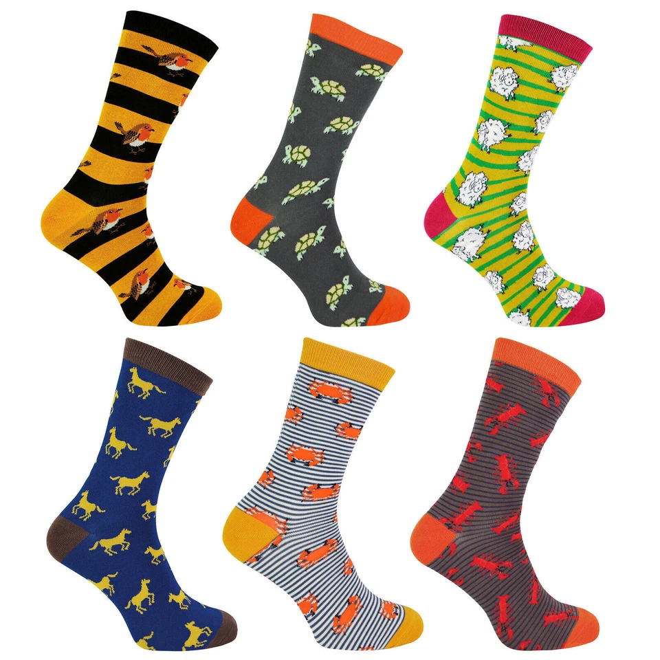 MR HERON - Calzini da uomo con motivi animali design morbidi bambù novità - Immagine 3 di 4