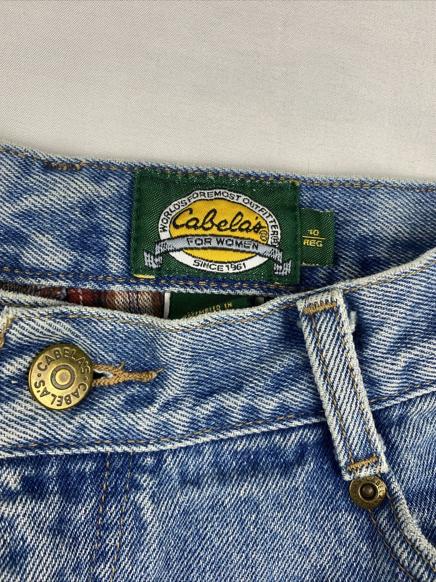 Cabelas Pants Womens Size 10 Regular Red Flannel Lined Denim Jeans