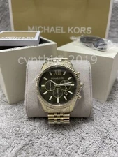 Michael Kors MK8446 Men's Lexington Chronograph Green Dial Gold-tone 44mm Watch