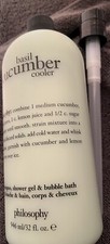 NEW PHILOSOPHY BASIL CUCUMBER COOLER -3-IN-1-32 OZ BOTTLE WITH PUMP