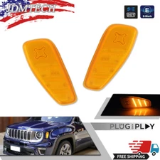 For 2015-up Jeep Renegade Amber Lens LED Side Marker Lights Signal Corner Lights