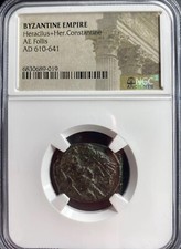 Genuine NGC Certified Ancient Byzantine Empire Coin 610-641 AD Heraclius Follis